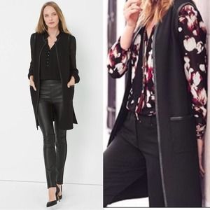 WHBM SL Ponte Topper Long Vest Black